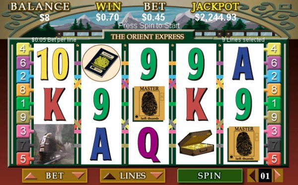 The Orient Express Jackpot Slot Game Reels