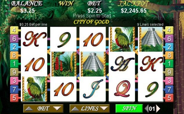 City of Gold Jackpot Slot Game Reels
