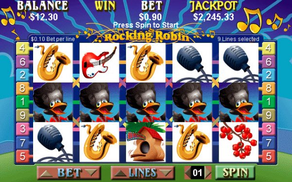 Rocking Robin Jackpot Slot Game Reels