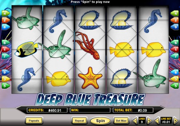Deep Blue Treasure Slot Game Reels