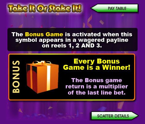 Take It or Stake It Slot Bonus Game