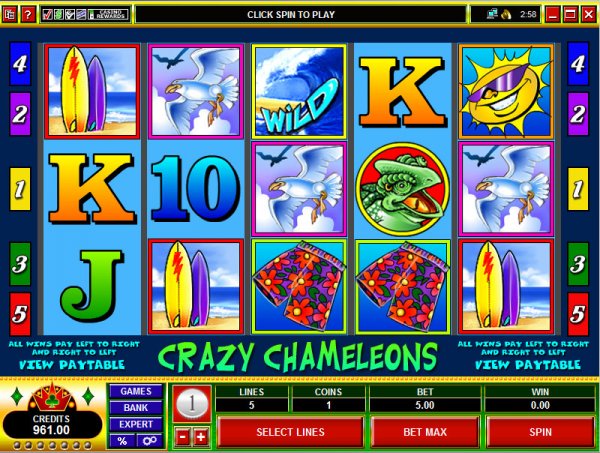 Screenshot from Crazy Chameleons Slots casino game