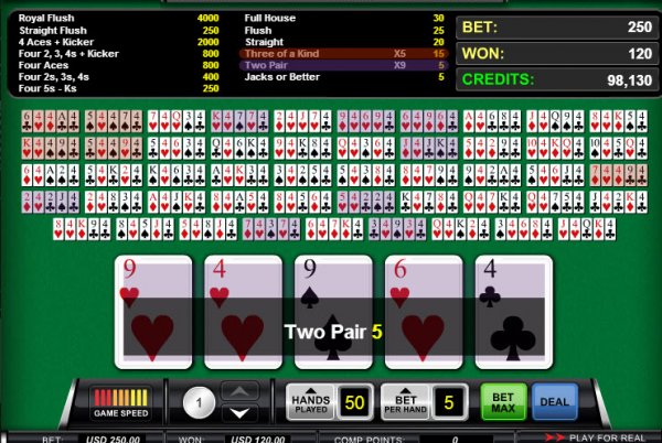 Double Barrel Bonus Video Poker Game