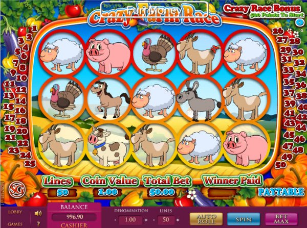 Crazy Farm Race  Slot Game Reels