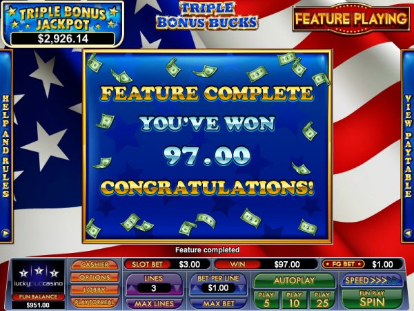 Triple Bonus Bucks Slot Win