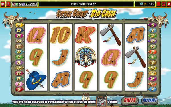 Screenshot of the actual game Little Chief Big Cash