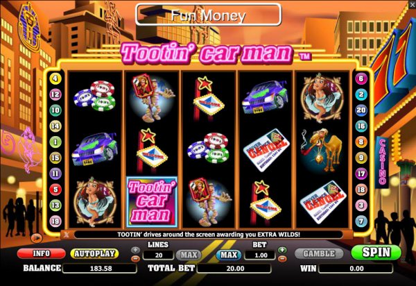 Tootin' Car Man Slot Game Reels