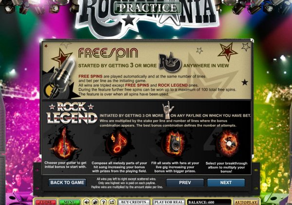 Rockomania Slot Features
