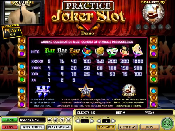  Joker Slot pay Table