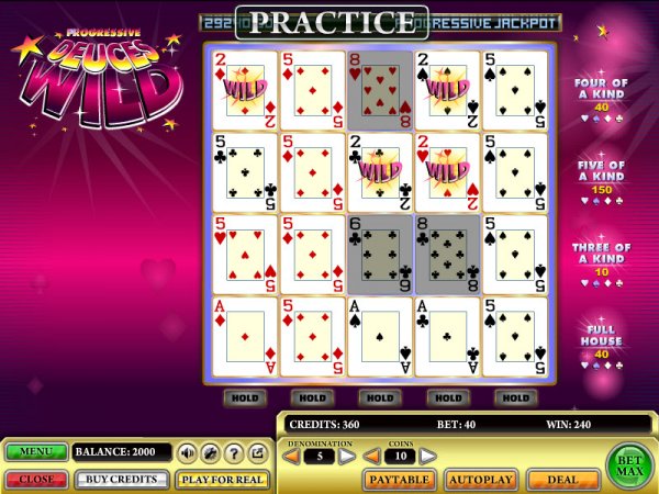 Deuces Wild Progressive Video Poker