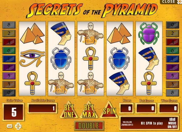Secrets of the Pyramid Slot Game Reels