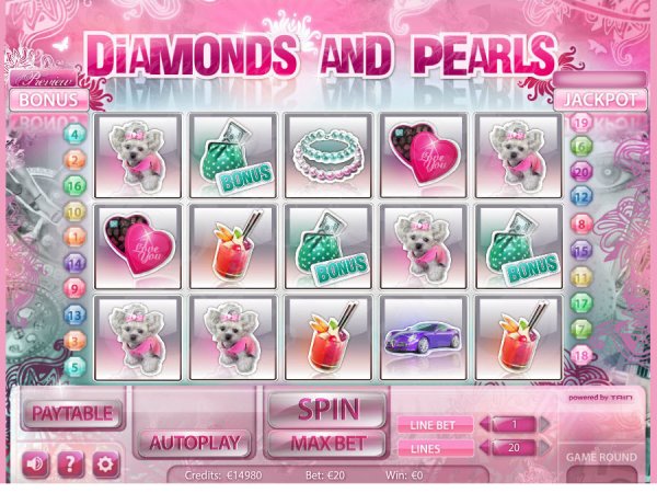 Diamonds and Pearls Slot Game Reels