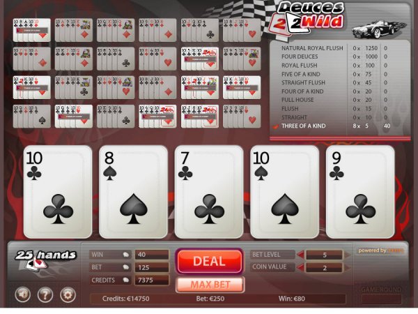 Deuces Wild Video Poker 25 Hands