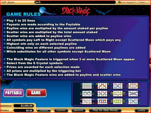 Rules of Black Magic Slots by Vegas Technology
