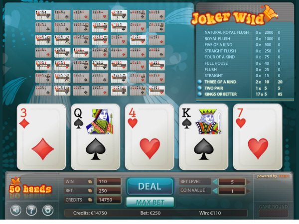 Joker Wild Video Poker  50 Hands