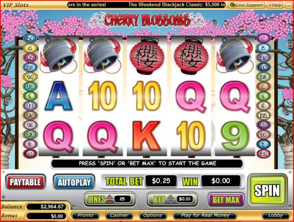 Screenshot of Cherry Blossoms Slots from Vegas Technology