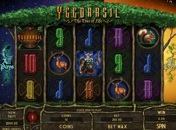 Yggdrasil ~ The Tree of Life Slot Game Reels