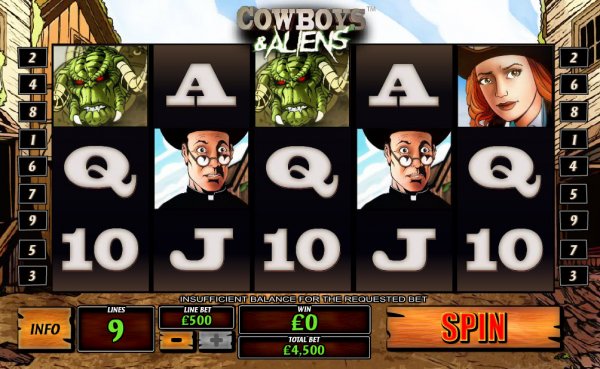 Cowboys and Aliens Slot Game Reels