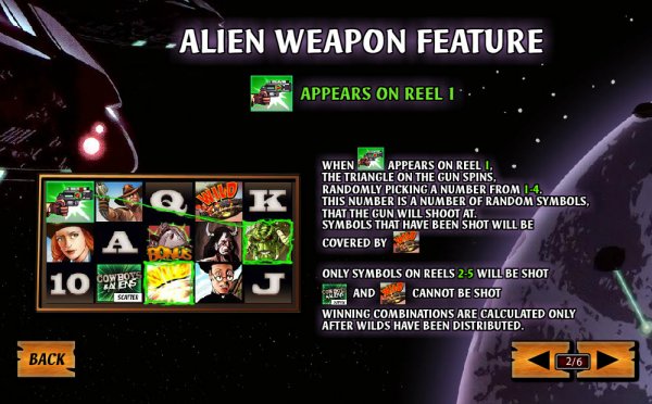 Cowboys and Aliens Slot Alien Weapon Feature