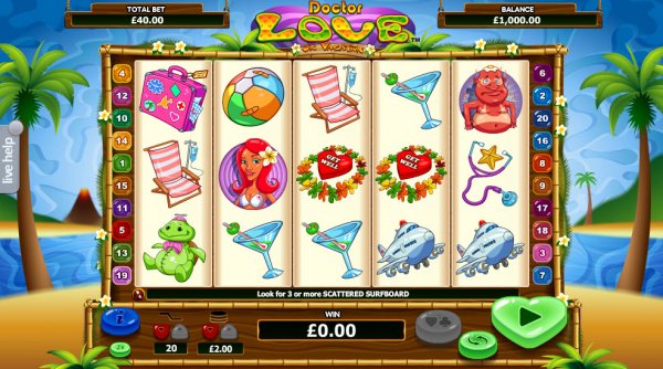 Dr. Love on Vacation Slot Game Reels