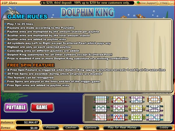 Rules of Dolphin King Slots by Vegas Technology