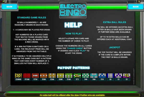 Electro Bingo Game Rules