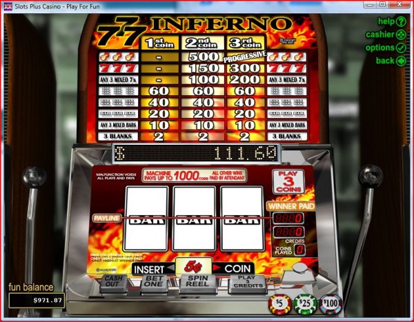 Screenshot of Triple Seven Inferno Slot from RealTime Gaming
