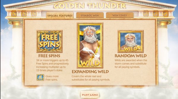 Golden Thunder Slot Features