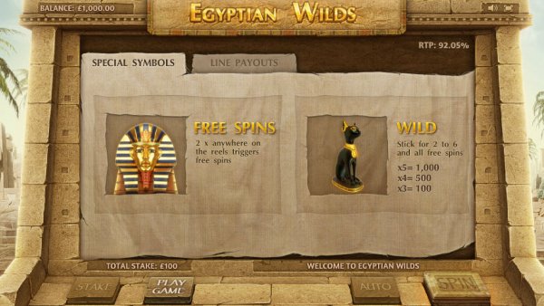 Egyptian Wilds Slot Features