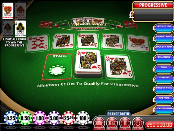 Hi Lo Poker Progressive Game