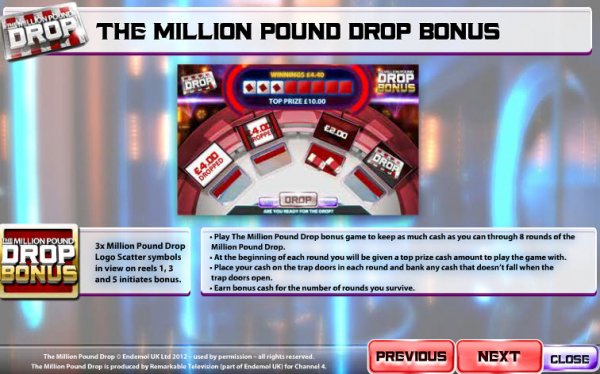 The Million Pound Drop Slot Bonus