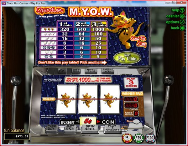 Screenshot of Kung Fu Kitty Operation M.Y.O.W. Slots from RealTime Gaming