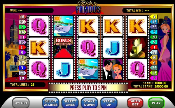 Rich and Famous Slot Game Reels