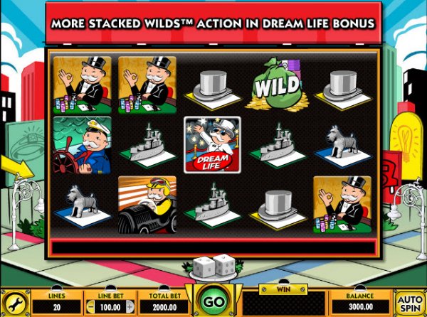 Monopoly Dream Life Slot Game Reels
