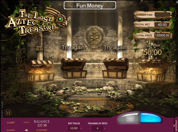The Lost Aztec Treasure Game Screen