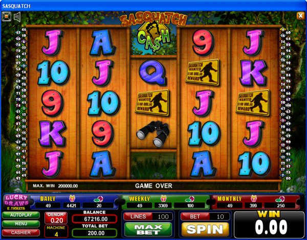 Sasquatch Cash Slot Game Reels