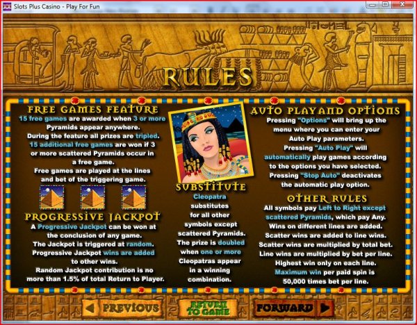 Rules of Cleopatra's Gold from RealTime Gaming