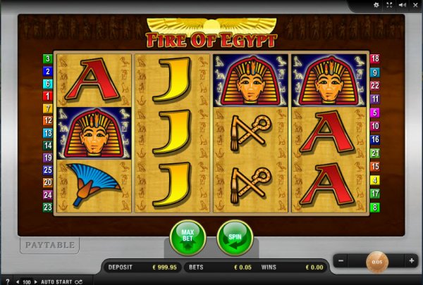 Fire of Egypt Slot Game Reels