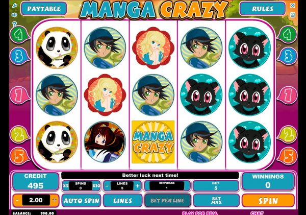 Manga Crazy Slot Game Screen