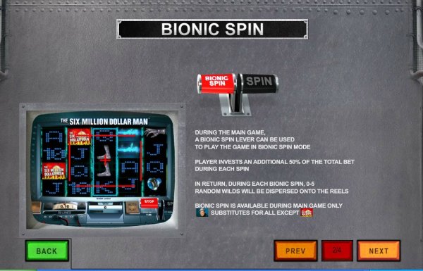 The Six Million Dollar Man Slot    Bionic Spin Feature