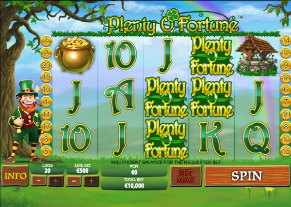 Plenty O' Fortune Slot Game Reels
