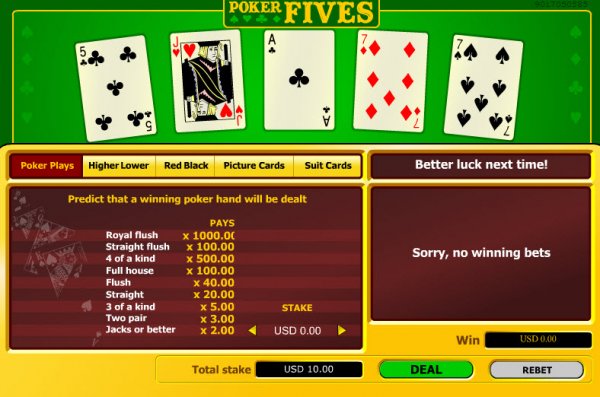 Poker Fives Video Poker