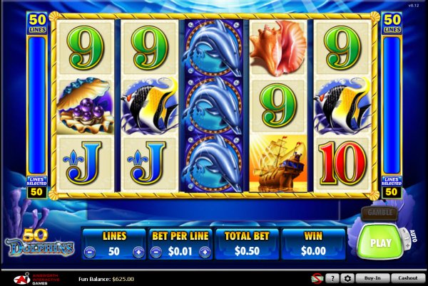 50 Dolphins Slot Game Reels