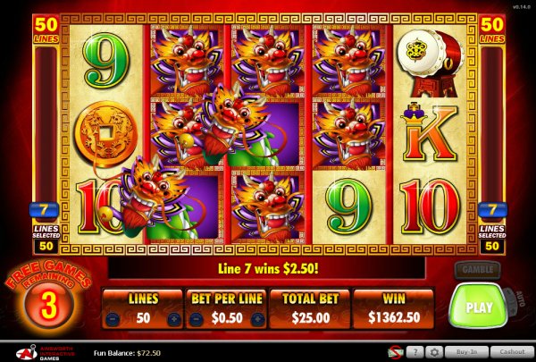 Dragon Lines Slot Game Reels