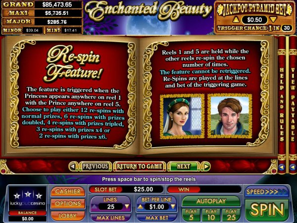 Enchanted Beauty Slot Re-Spin Feature