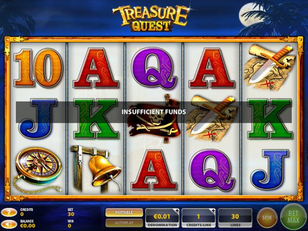 Treasure Quest Slot Game Reels