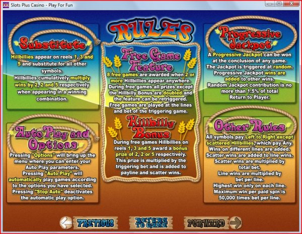 Rules of Hillbillies Slots from RealTime Gaming