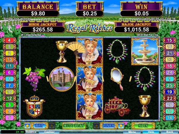 Regal Riches Slot Game Reels