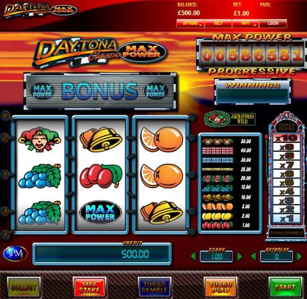 Daytona Classic Max Power Slot Game Reels