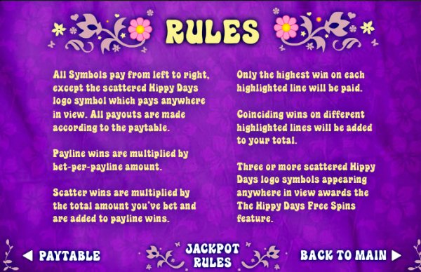 Hippy Days Slot Game Rules